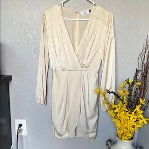 Cream Long Sleeved Cocktail Dress